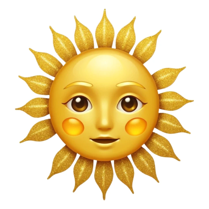 sun in 2d golden glitter in colour without face sticker