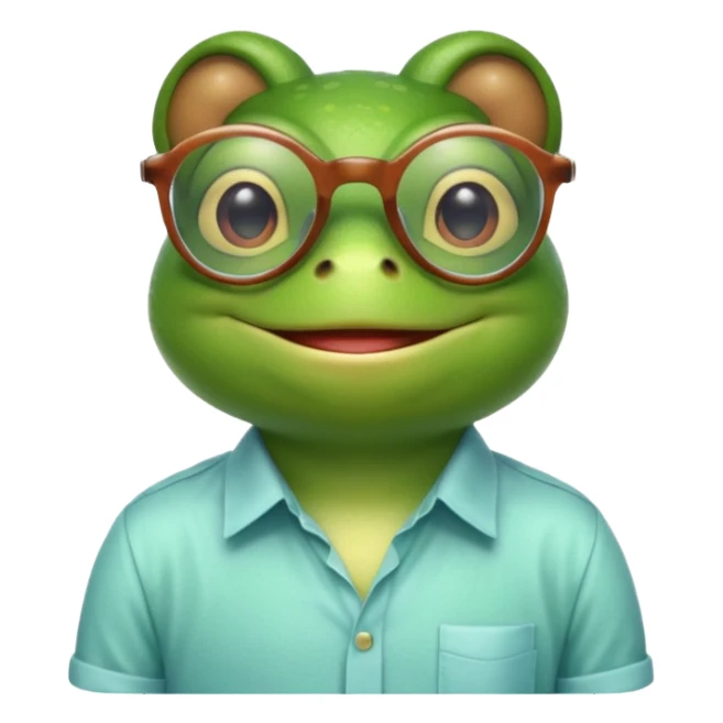 glasses frog with shirt sticker
