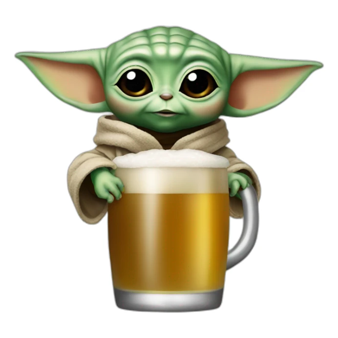 Baby yoda drink beer sticker