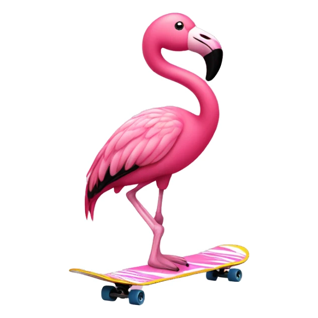 Pink flamingo on skateboard sticker