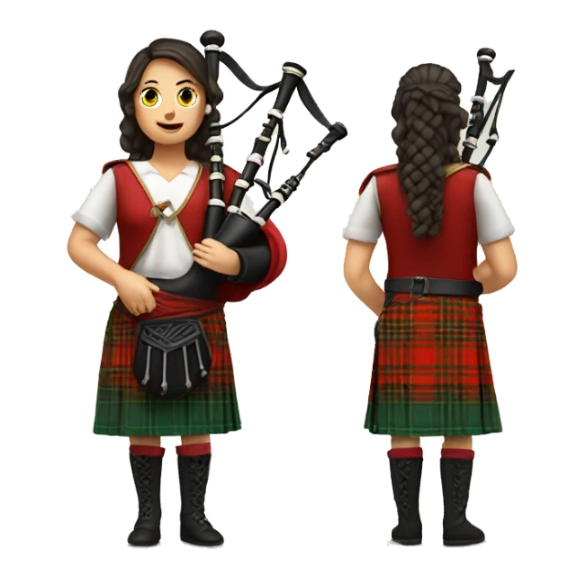Female Bagpipe player red kilt sticker