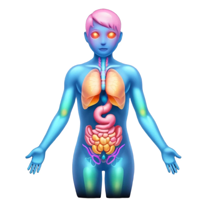 body silhouette with glowing organs sticker