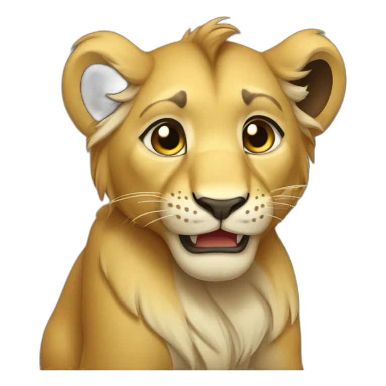 The lion cub is sitting there crying sticker