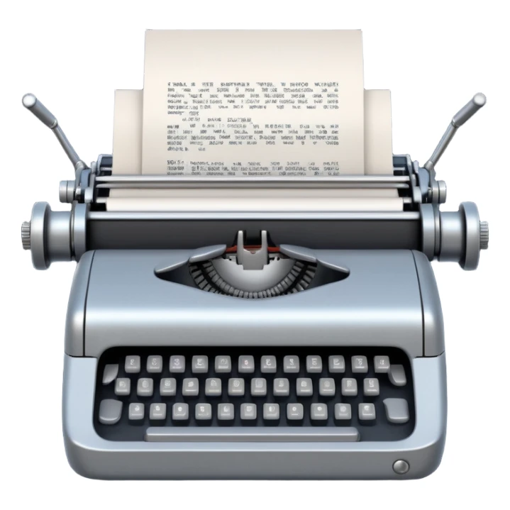 robot typewriter emoji with paper sticker