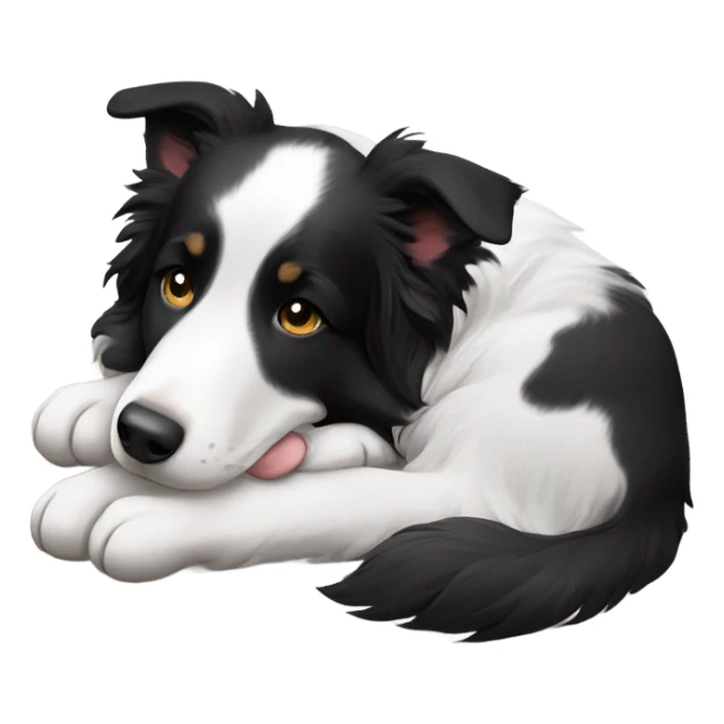 Sleeping black and white border collie sticker