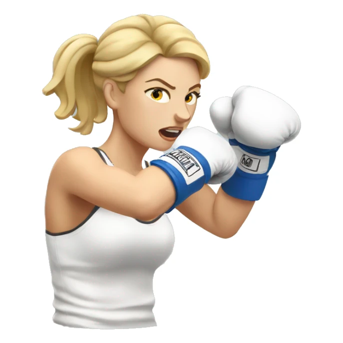 White woman boxer throwing a punch sticker
