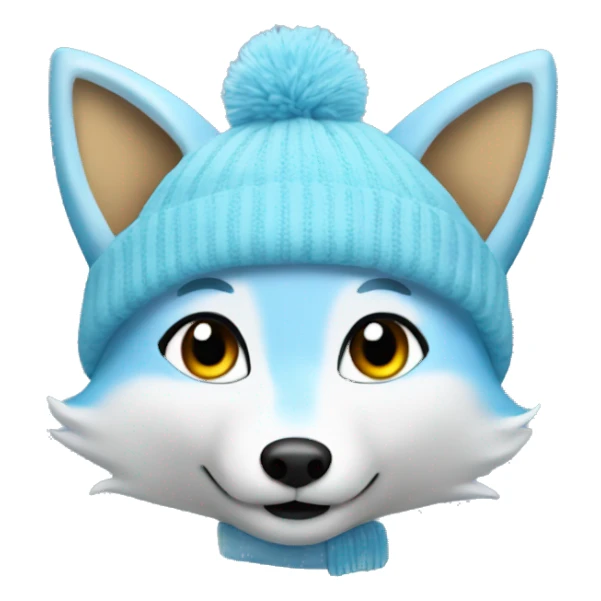 create a light blue fox with a beannie sticker