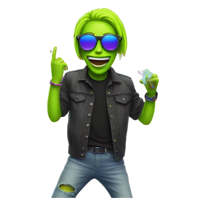 Rave party dancing neon smoking sticker