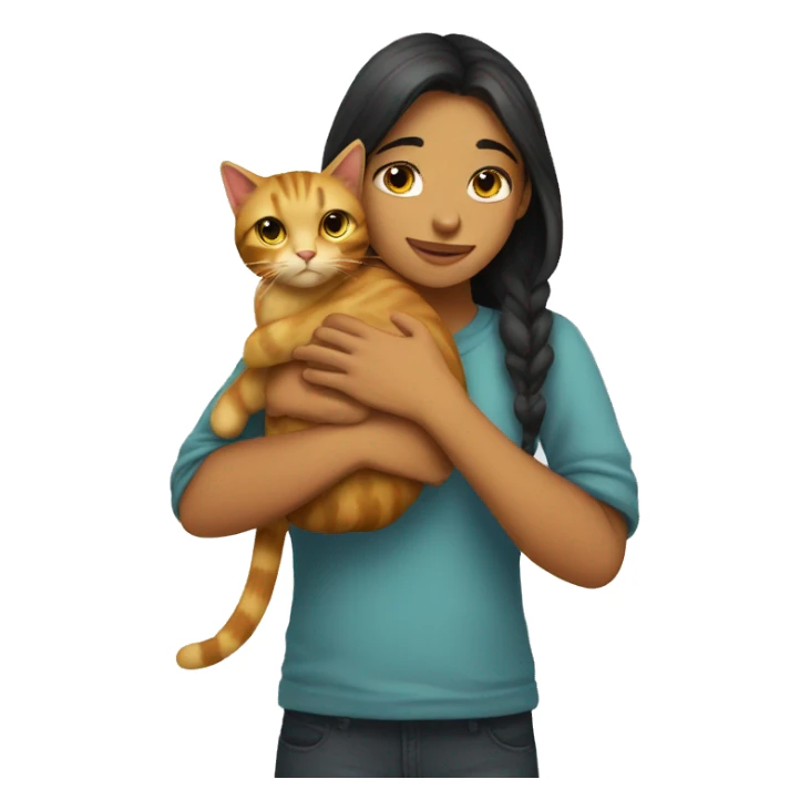 girl hug to cat sticker