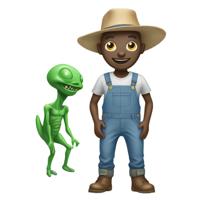 Alien In farmer overalls sticker