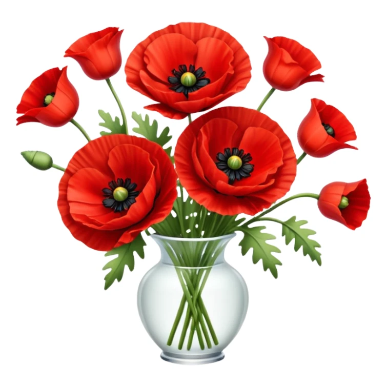 red poppies bouquet sticker