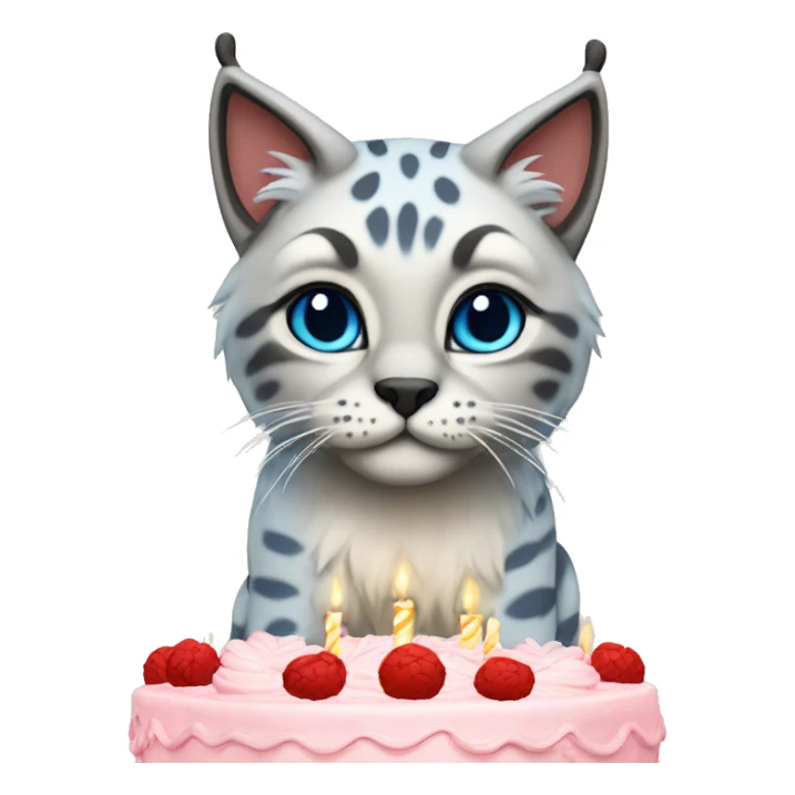 Blue lynx point cat birthday cake sticker