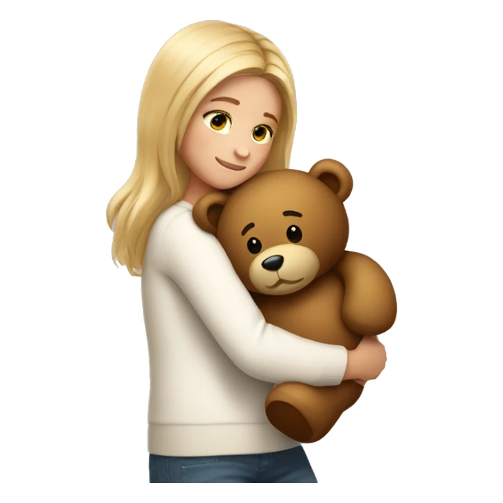 girl hugging a big teddy bear sticker