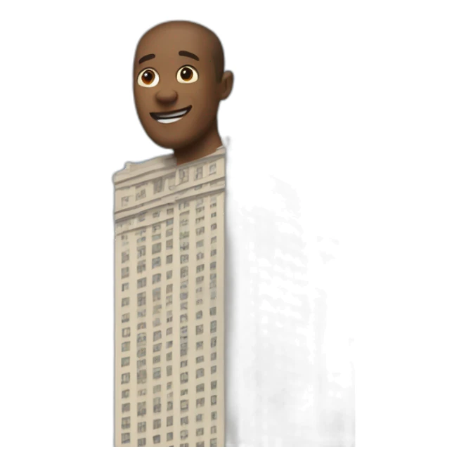 À man fluent into two big towers sticker