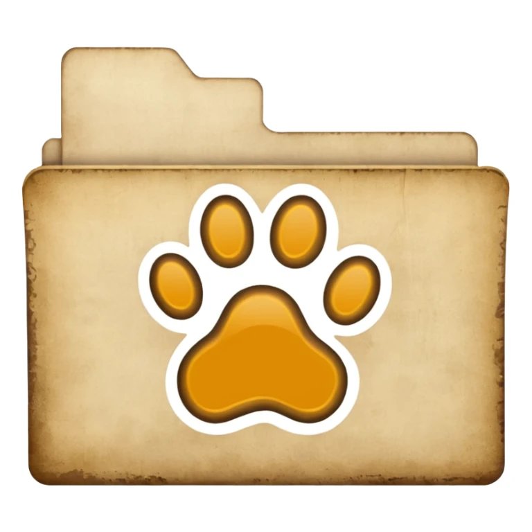 a folder of documents with a pawprint on it sticker