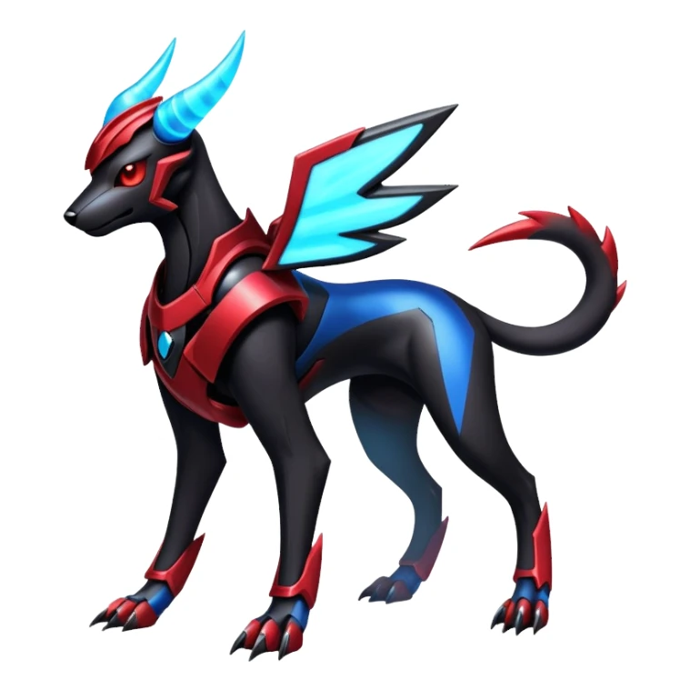 Shiny Gothic Exotic Futuristic Houndoom-Genesect-Pokémon-Fakémon-hybrid-creature sticker