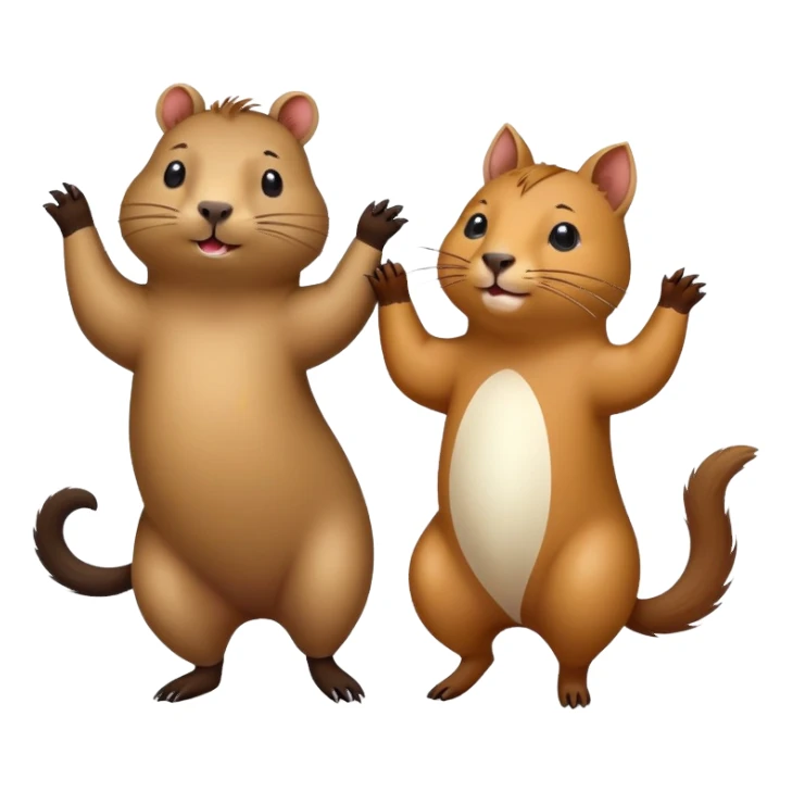 A capibara and a cat dancing sticker