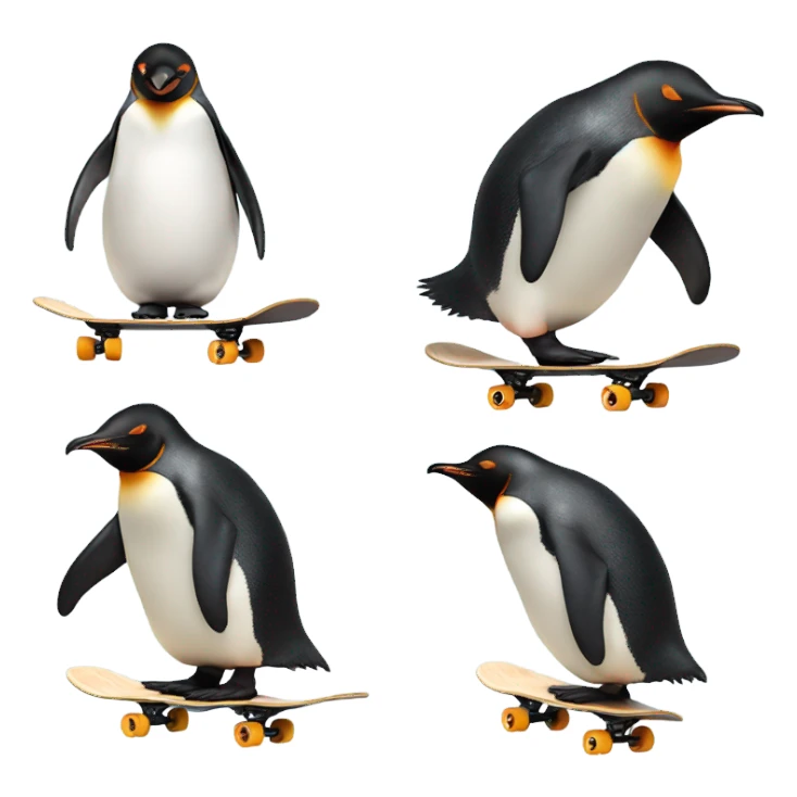 Penguin skateboarding sticker