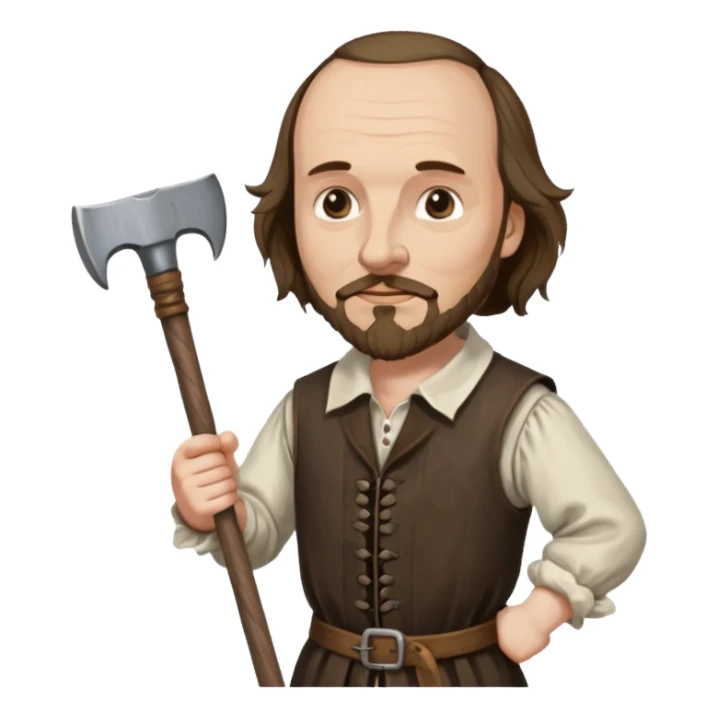 William Shakespeare with an ax sticker