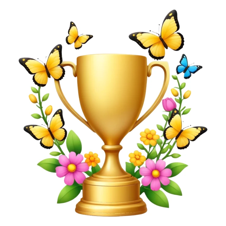 spring trophy with flowers and butterflies sticker