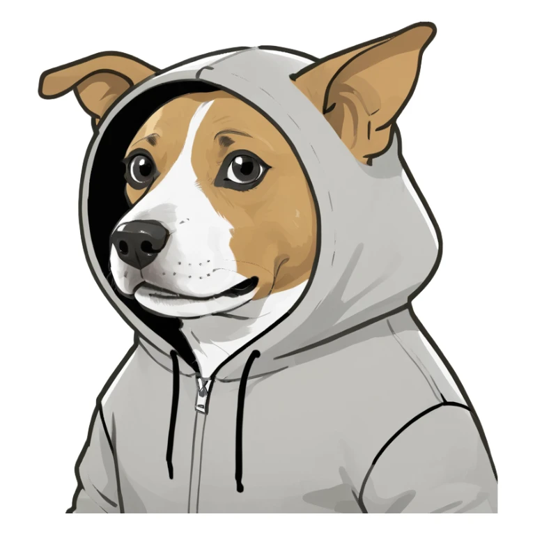 Dog wearing a hoddie sticker
