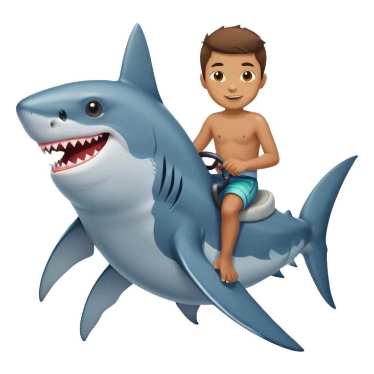 Boy riding a shark sticker