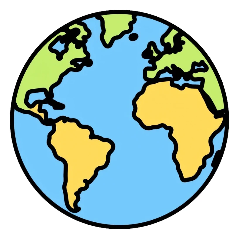 Earth globe icon with continents sticker