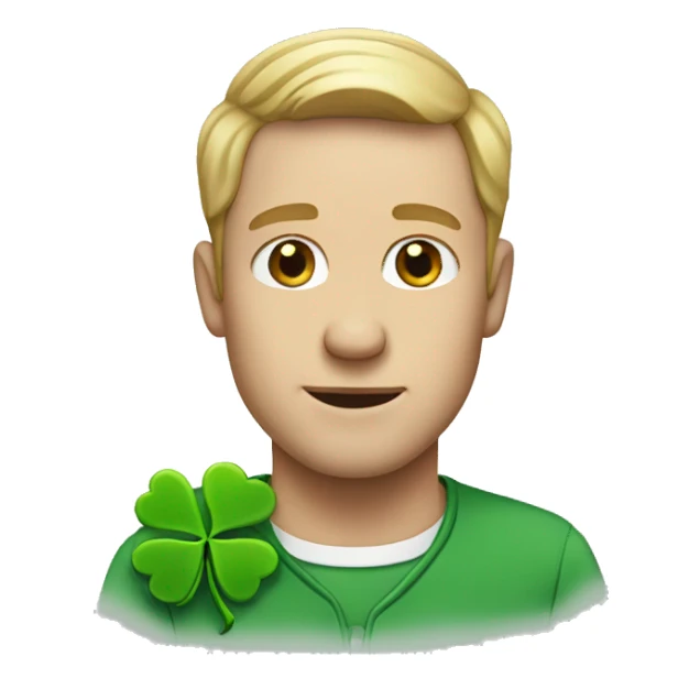 white man with four leaf clover sticker