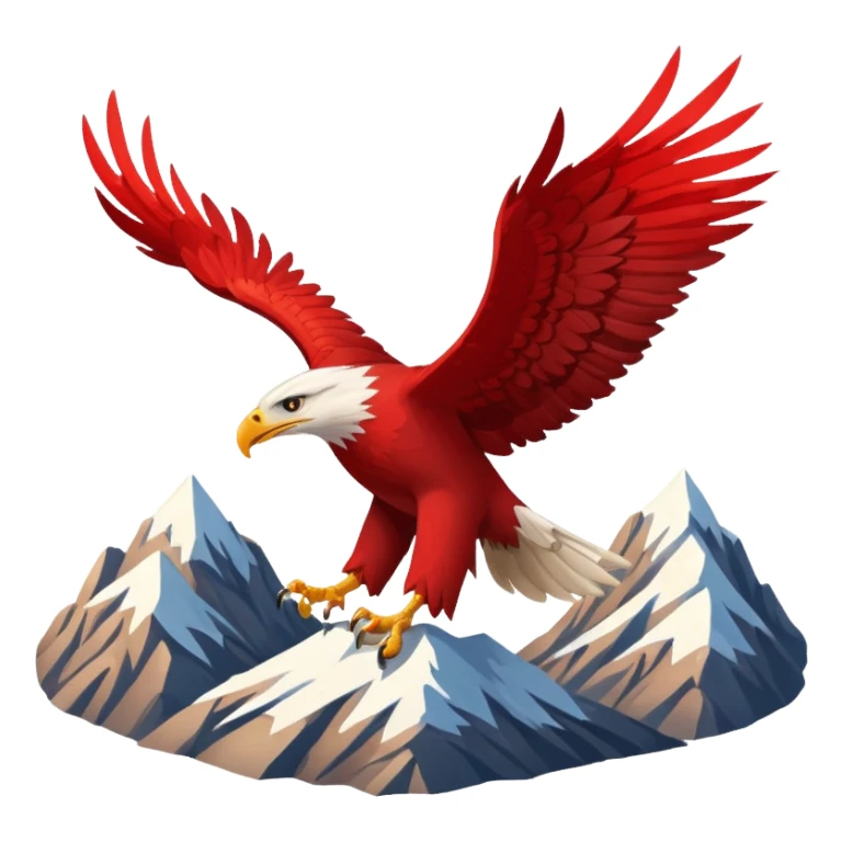 Red eagle on montains as flag sticker