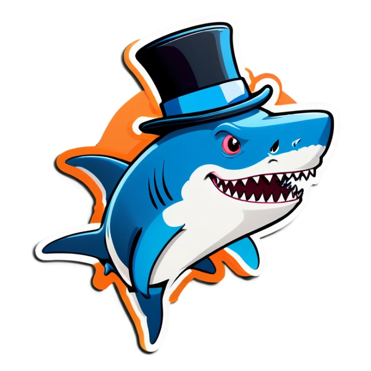 Shark with a top hat sticker