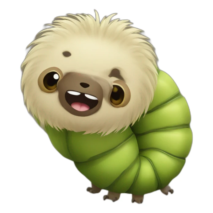 Caterpillar mixed with a sloth sticker