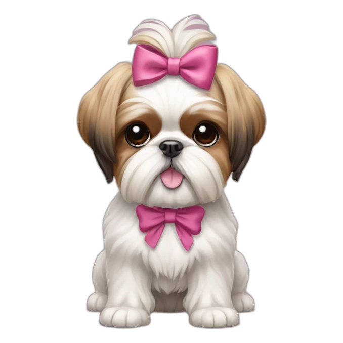 Dog Shih Tzu with a bow on his head full-body sticker