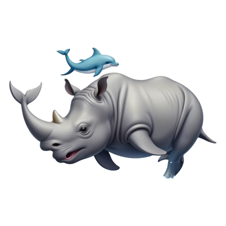 rhino fighting a dolphin sticker