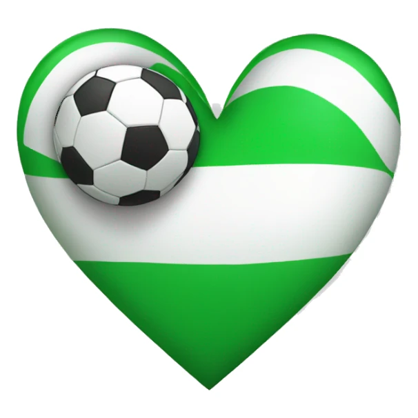 Create green and white heart with soccer ball sticker