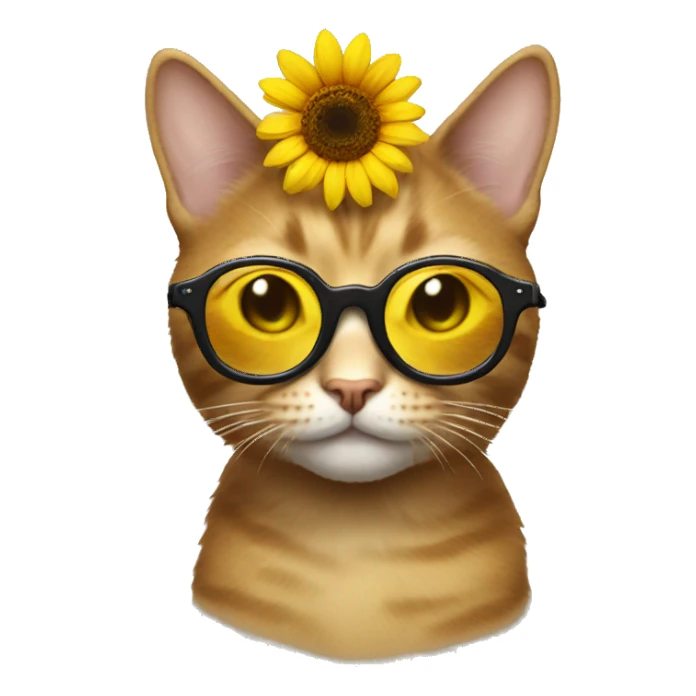 cat wearing sunflower glasses  sticker