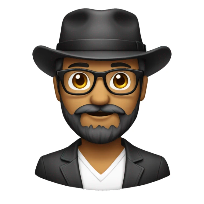 Emoji de barba preta e branca, óculos e boné sticker