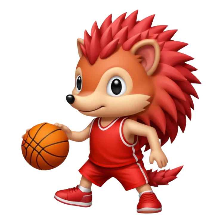 red hedgehog playing basketball sticker