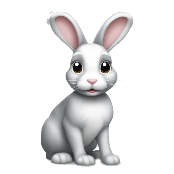 Bunny white and grey under christmas tree sticker