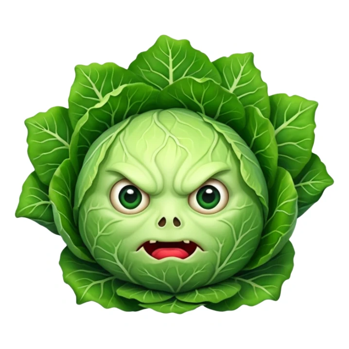 A scary cabbage doing scary things sticker