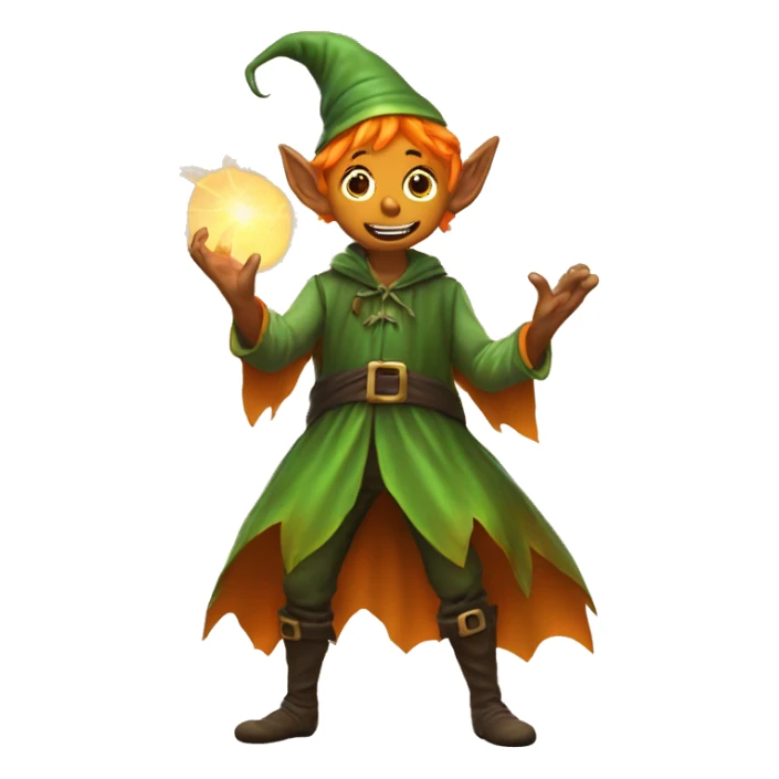 pumkin elf male casting a spell sticker