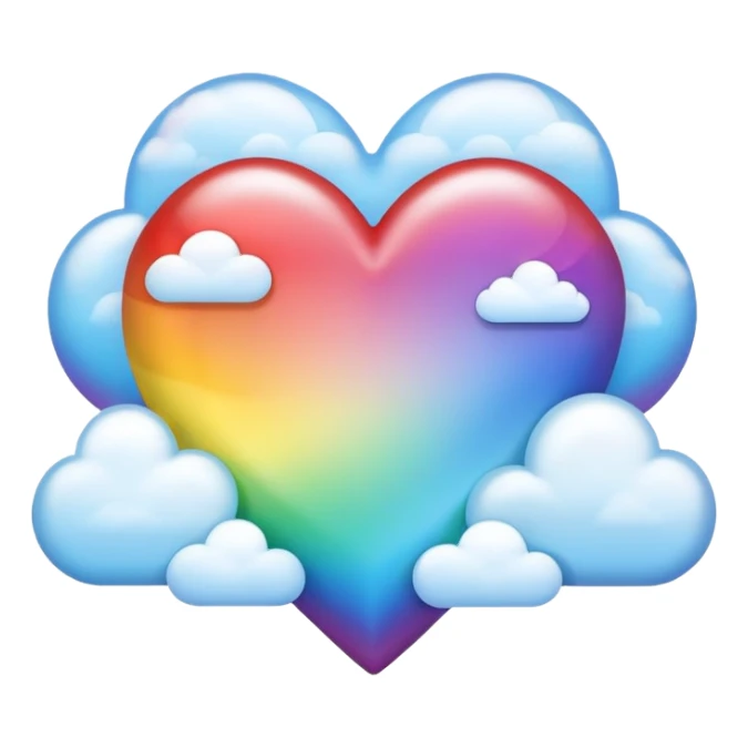 heart with rainbow gradient and clouds sticker