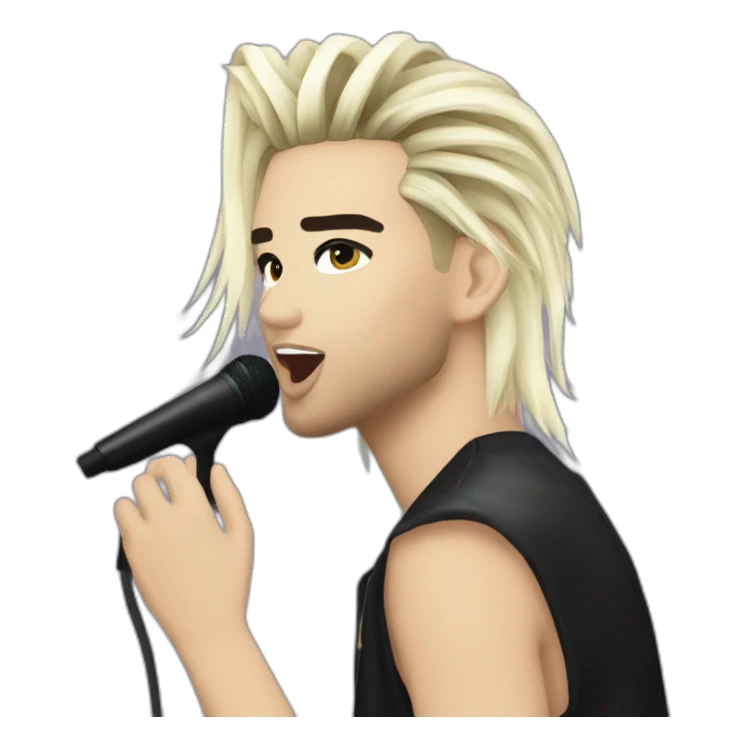 bill kaulitz, blonde, singing sticker