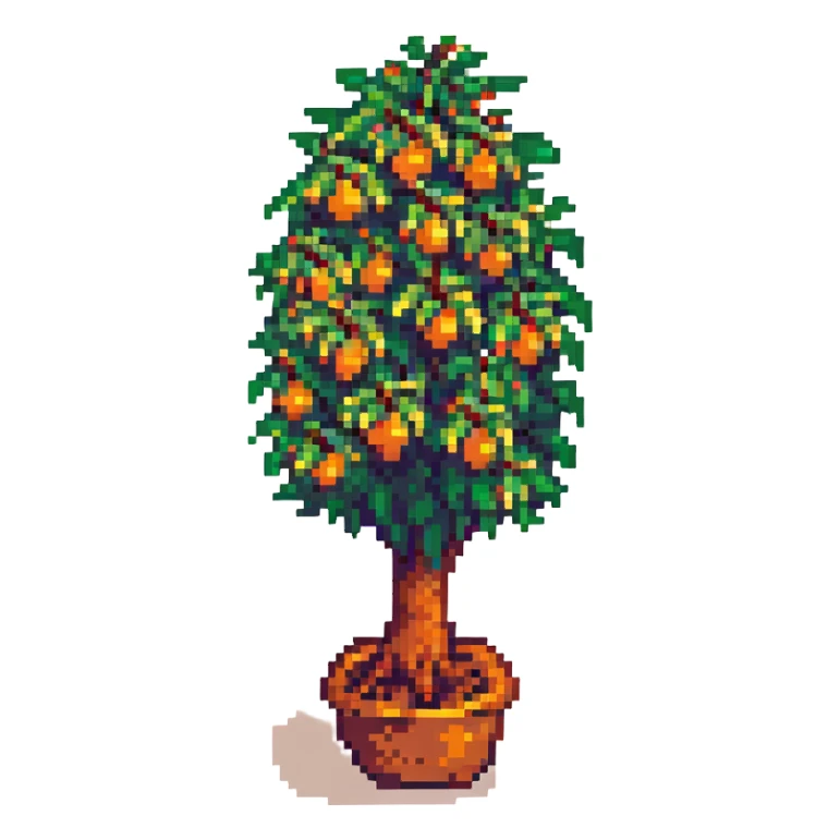 orange tree pixel art style sticker