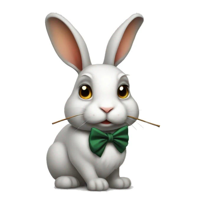 Smoking rabbit with a bow sticker