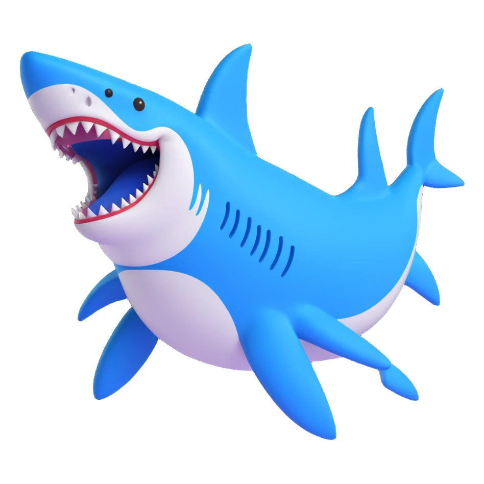 a shark walking with blue shoes sticker