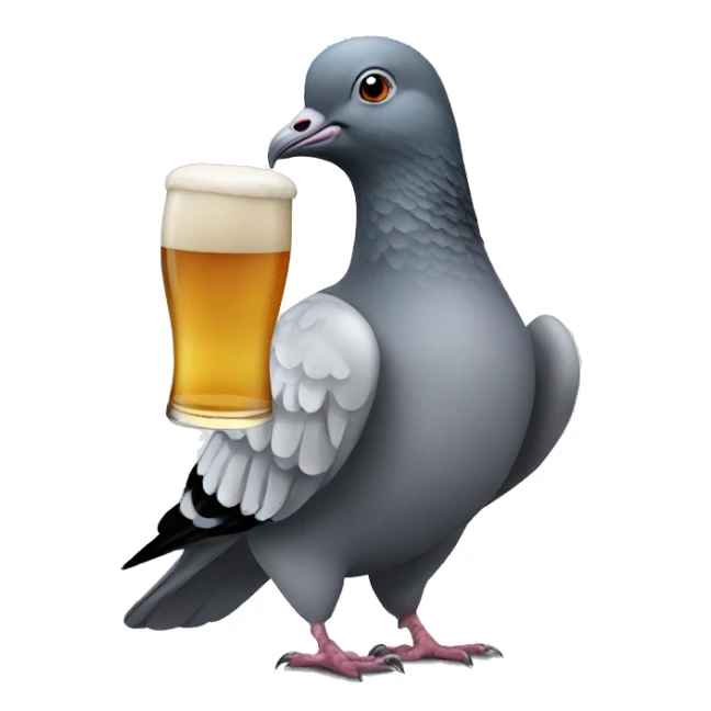 pigeon holding a beer sticker