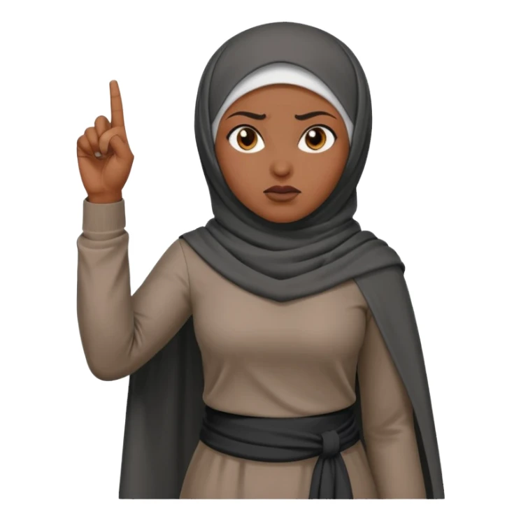 сердитая черная женщина мусульманка в полный рост   показывает рукой в право  sticker
