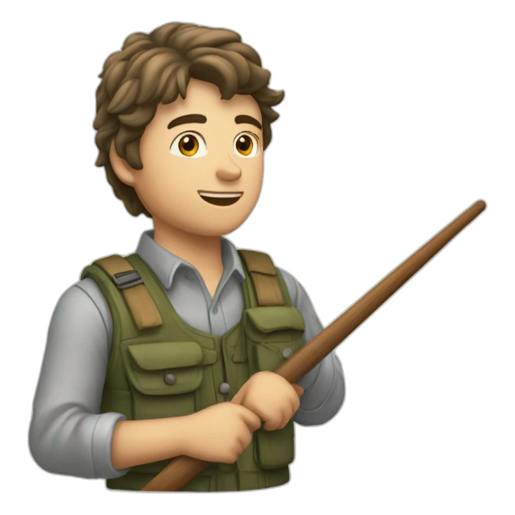 Jeune pêcheur ligne a main sticker