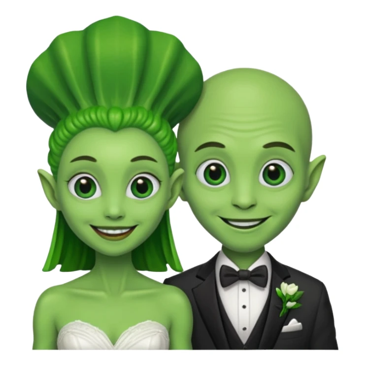 alien couple in wedding day sticker