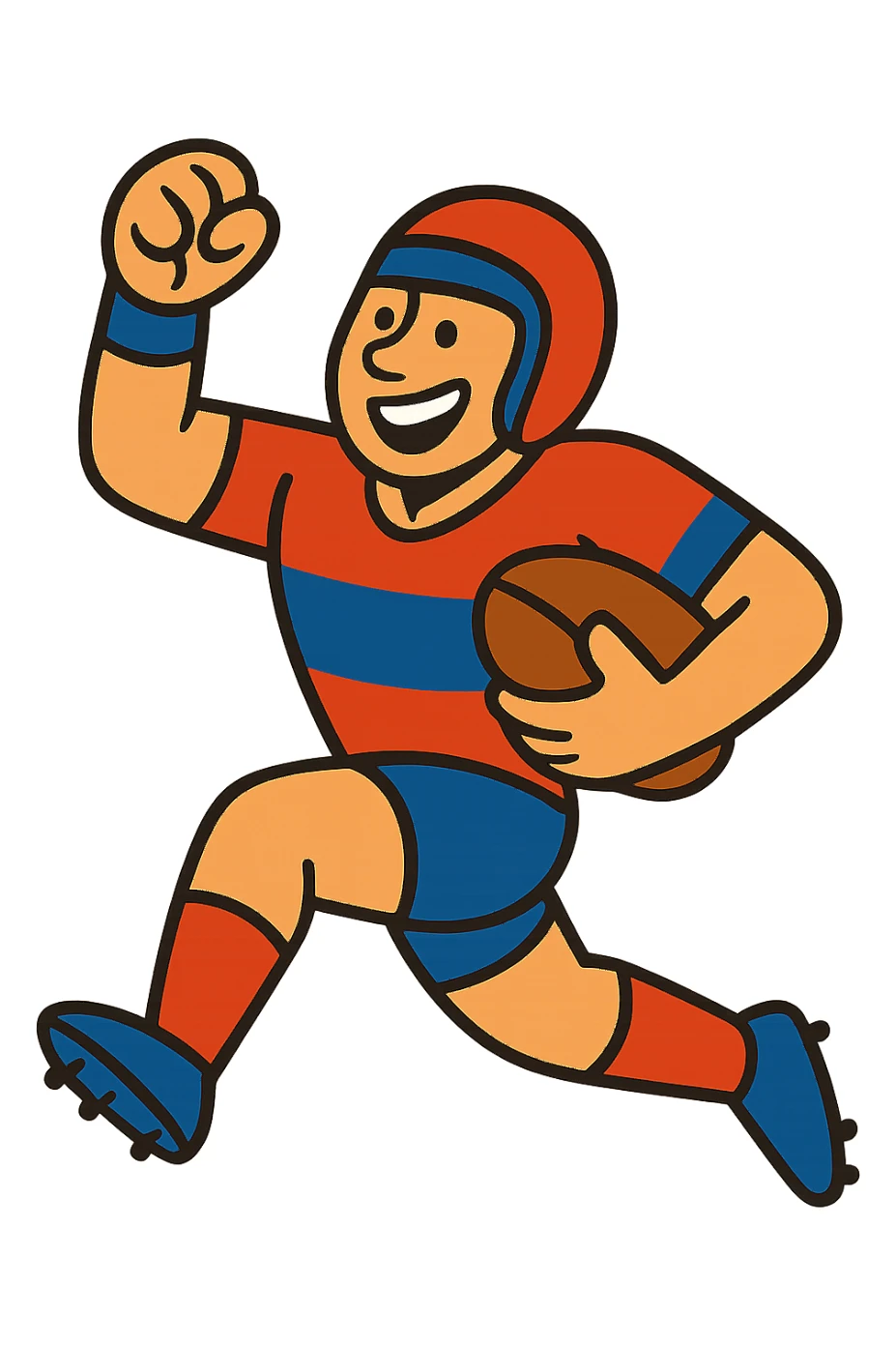 dynamic cartoon style rugby player sticker